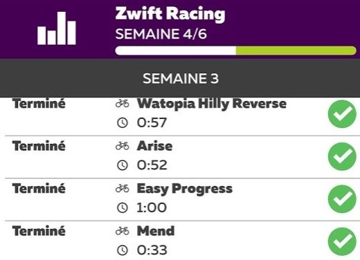 PLAN D’ENTRAINEMENT ZWIFT RACING : SEMAINE 3