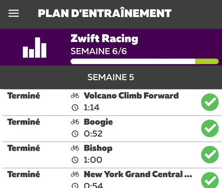Plan d’entrainement Zwift Racing : Semaine 5